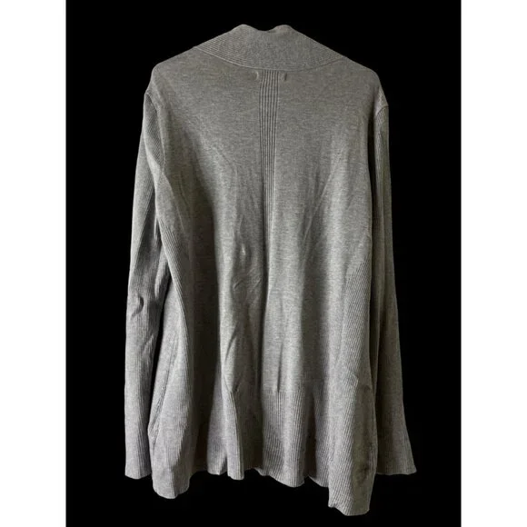 Dana Buchman Open Cardigan Ribbed Solid Gray Cardigan XL - Picture 5 of 6